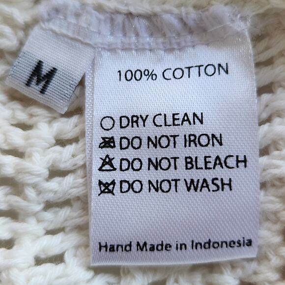 CRO-CHE Under The Sea open knit net crochet cardigan sweater nautical patches M - Picture 6 of 7